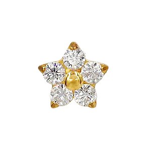 Joia Labret 5 CZ Flower | Tit. PVD Gold | Piercing de Orelha