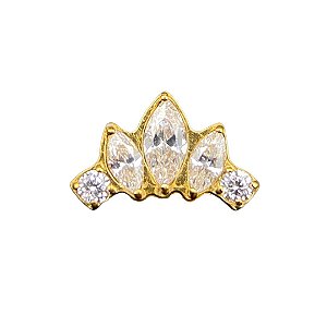 Joia Mini Cluster CZ | Tit. PVD Gold | Piercing de Orelha