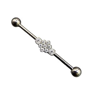 Piercing Transversal CZ Central | Titânio | Piercing de Orelha