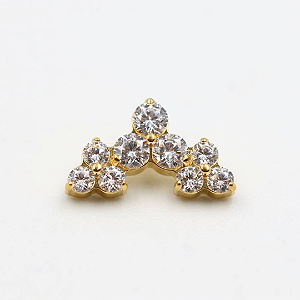 Joia Cluster Tree Trinity | Tit. PVD Gold | Piercing de Orelha