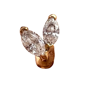 Joia Labret Navetes Cravejadas | Tit. PVD Gold | Piercing de Orelha