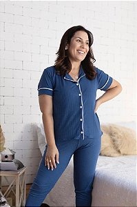 PIJAMA AMERICANO MEIA ESTAÇÃO - AZUL ATALAIA