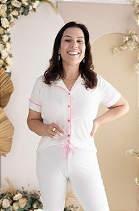 PIJAMA AMERICANO MEIA ESTAÇÃO - OFF WHITE