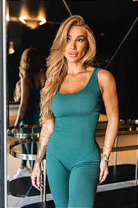 MACACÃO LONGO FITNESS BRUNA - VERDE PETROLÉO