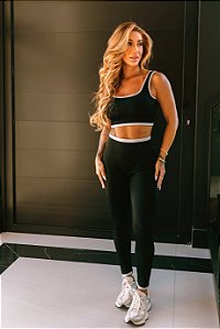 CONJUNTO FITNESS BICOLOR - PRETO