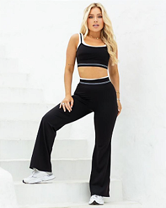 CONJUNTO FITNESS BICOLOR PATY - PRETO