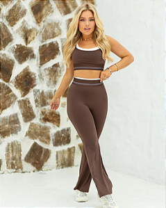 CONJUNTO FITNESS BICOLOR PATY - MARROM