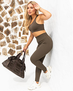 CONJUNTO FITNESS FEMININO TOP NADADOR + LEGGING CANELADA GABI - VERDE
