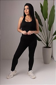 CONJUNTO FITNESS AMANDA LEGGING E SHORT - PRETO
