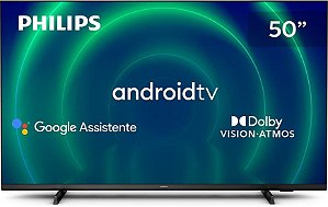 Android TV 50" 4K PHILIPS 50PUG7406/78, Google Assistant Built-in, Comando de Voz, Dolby Vision/Atmos, VRR/ALLM, Bluetooth 5.0