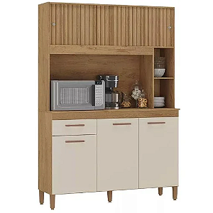 Armário de Cozinha Ceara 5 Portas 1 Gaveta Atualle Canelato 3D Off White