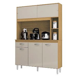 Armario Cozinha Kit Duda 120cm Com 5 Portas E 1 Gaveta Cor Damasco/off White