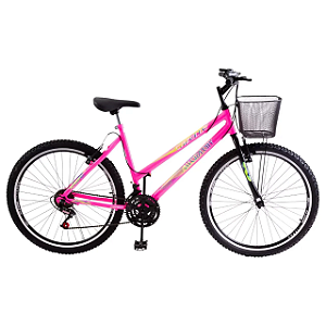 BICICLETA COLLI CAZELLE ALLEGRA CITY ARO 26 COMUM 18V ROSA NEON D