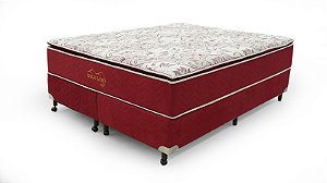Cama de Casal Box Gold Luxo King de 203x193x64cm Vermelha - SoftFlex