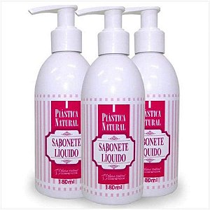 Sabonete Líquido Plástica Natural Eloisa Medina 180ml c/ Colágeno kit c/ 3 unidades