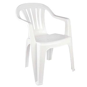 Cadeira Poltrona Plástica Com Apoio De Braço Branca Mor