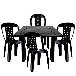 Conjunto De Mesa Com Cadeiras Plásticas Bistrô - Kit 5 Jogos