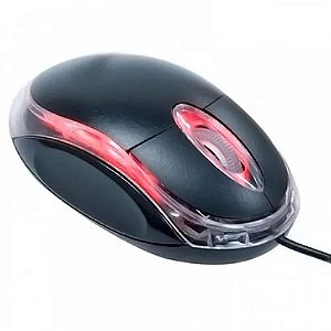 Mouse Óptico com Fio LED USB 1000dpi Preto MS-9 Exbom