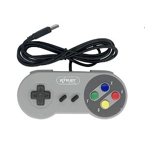 Controle Joystick Video Game Snes Fio USB KP-3124 Cinza Knup