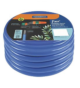 Mangueira Flex PVC 2 Camadas 25m Com Engate E Esguicho Azul