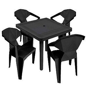 Conjunto Mesa e 4 Cadeiras Diamante - Área Externa