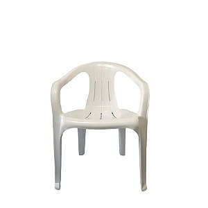 Cadeira Poltrona Plástica Apoio de Braço Mulituso Perola Jr