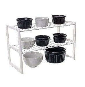 Rack Organizador Cozinha Armário 40x25x16cm 2 Andares Metaltru