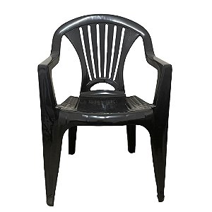 Cadeira Poltrona Apoio de Braço Plástica Alta Black Arqplast