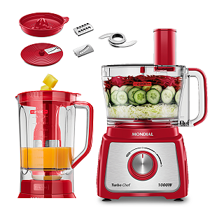 Multiprocessador Turbo Chef 7 em 1 Vermelho Mondial