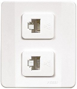 Tomada Dupla RJ45 Com Conector Com Placa Com Caixa Branca Pezzi