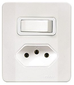 Interruptor Simples + Tomada 2P+T 10A 250V Com Placa Branca