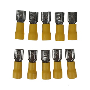 Kit 10 Terminais Fêmea Cobre Pré-Isolado 4 - 6mm Amarelo