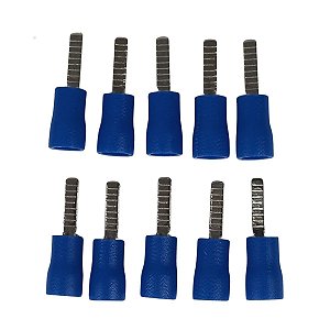 Kit 10 Terminais Pino Plano Pré-Isolado TPP 1.5-2.5mm Azul