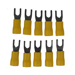 Kit 10 Terminais Garfo Pré-Isolado TPF 4-6mm Amarelo