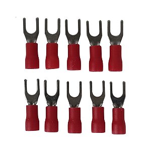 Kit 10 Terminais Garfo Pré-Isolado TPF 0.5-1.5mm Vermelho