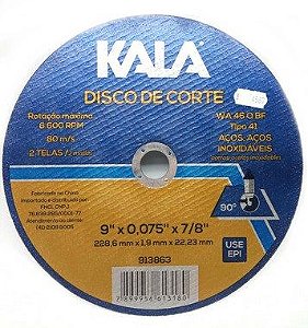 Disco Corte Aço Inox Kala 228,6 X 1,9 X 22,23Mm