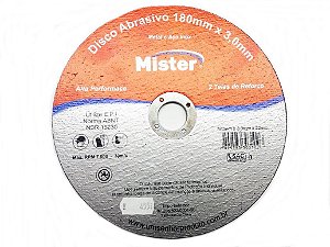 Disco Corte Aço Inox Mister 180 X 3,0 X 22Mm