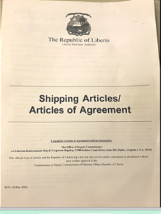 LIBERIA RLM-110 REV 2018 LIBERIAN SHIPPING ARTICLES OF AGREEMENT