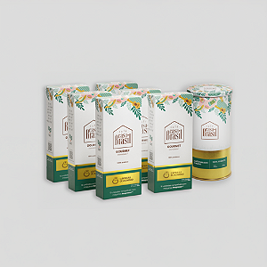 Kit com 6 Cafés Gourmet em Cápsulas + 1 Lata Edição Especial de Café Gourmet Moído 250g