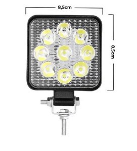 Kit 2 Farol De Milha Jeep Troller Pick-up Led Quadrado 27w