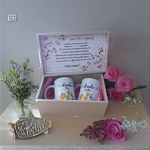 Caixa MDF para padrinhos com 2 xicaras