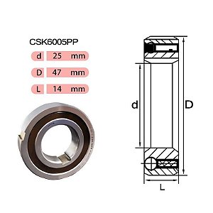 Rolamento Catraca Contra Recuo CSK6005 PP = KK6005 PP = NKT6005 PP - Medidas:25X47X12mm
