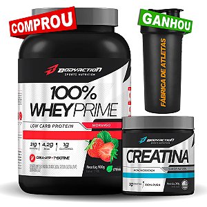 Kit  - 100% Whey Prime Body Action 900g + Creatina 150g Pura (Brinde Coqueteleira)