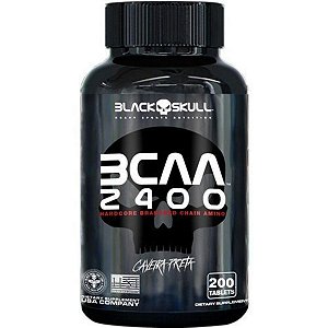 BCAA 2400 400 Tabletes Caveira Preta - Black Skull