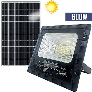Kit Refletor Holofote 600w Solar + Placa Branco Frio Ip67 - 81509