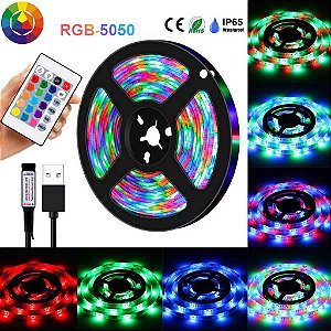 Fita Led USB RGB 5050 5M Colorida Com Dupla Face - 81529