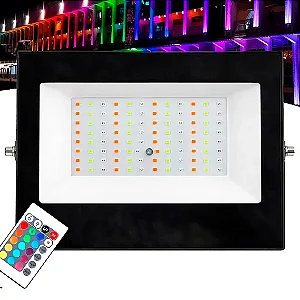 Refletor de Led 200w Rgb Colorido Ip67 C/ Controle Festas Decoração - 82578