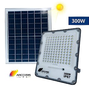 Refletor Led Solar 300w Com Placa Luz Branco Frio Ip67 - 82955