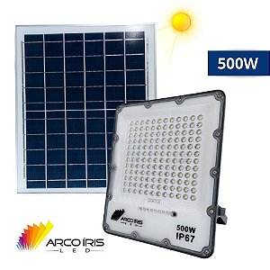 Refletor Solar 500W Holofote Led Com Placa Automático Ip67 - 81959