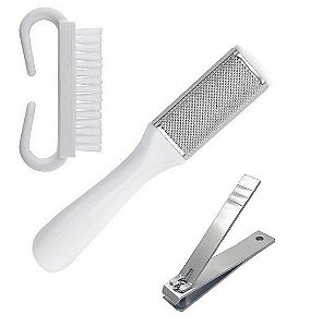 Kit de Utensílios para Manicure 3 em 1 Cortador Inox e Lixa - 82735